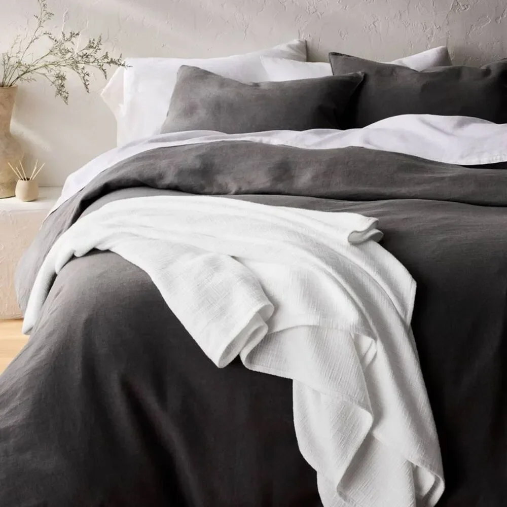 King Cotton Slub Blanket White - Casaluna